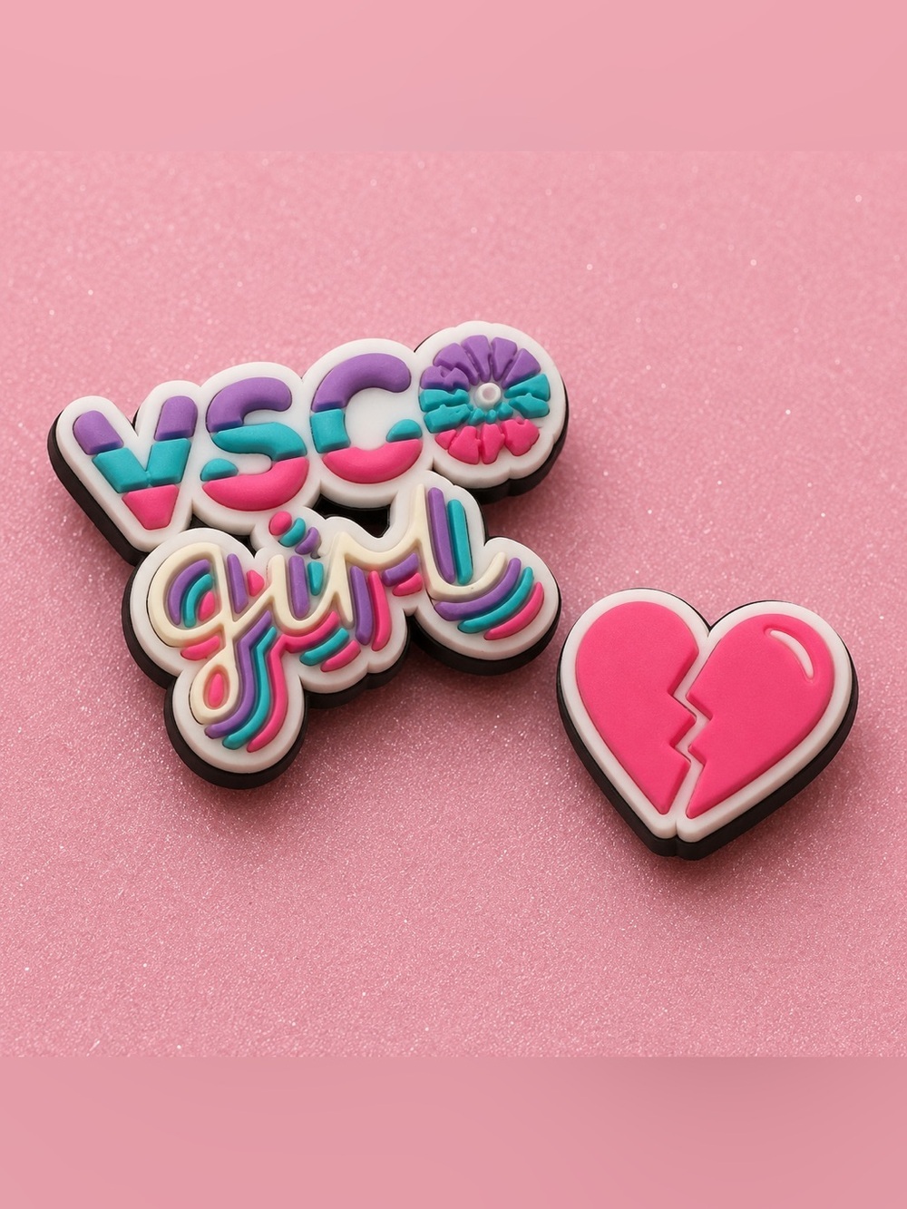 CROCS Vibes Jibbitz Charm Set in Pink, Purple, Teal